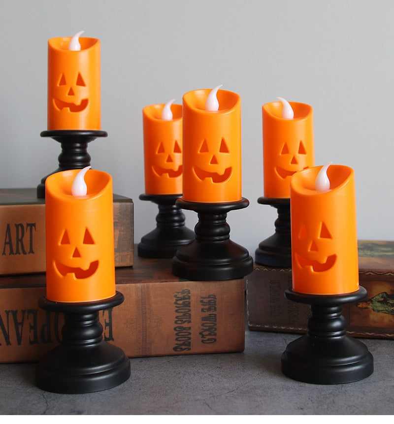 Spooky LED Halloween Pumpkin Candles