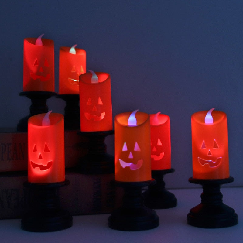 Spooky LED Halloween Pumpkin Candles
